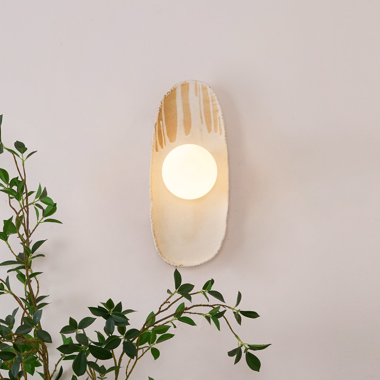 Wall Lamp Ceramic Body Glass Diffuser Artistic Accent Light - Neutralighting