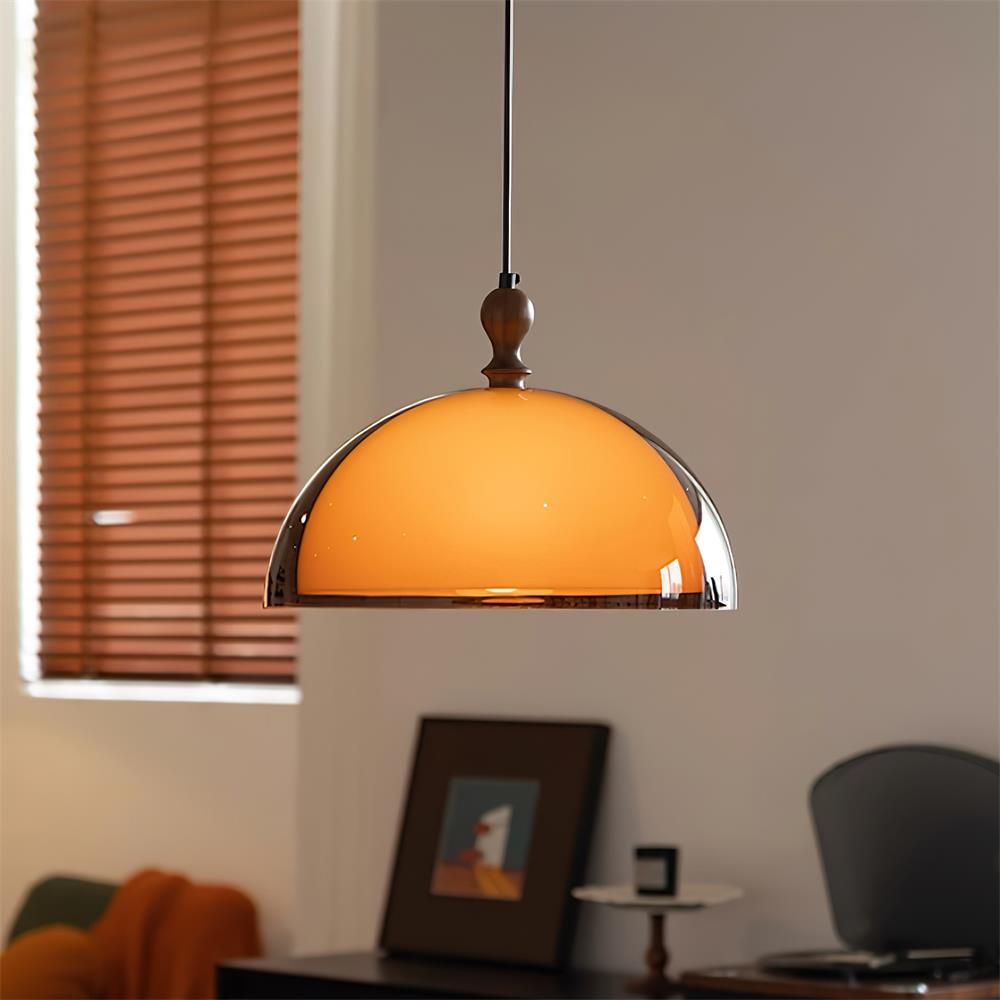 Solven Amber Glass Dome Pendant Light - Neutralighting