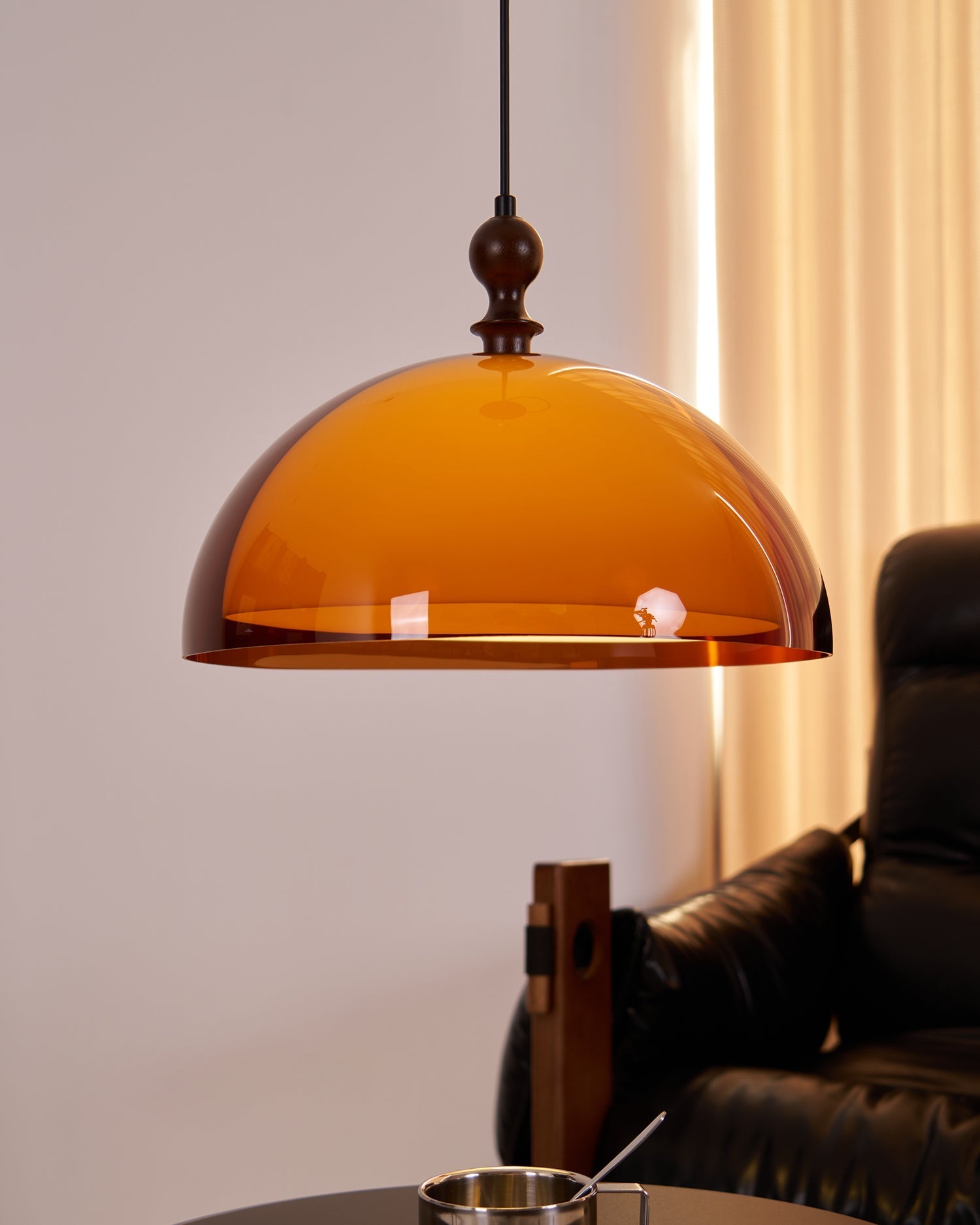 Solven Amber Glass Dome Pendant Light - Neutralighting