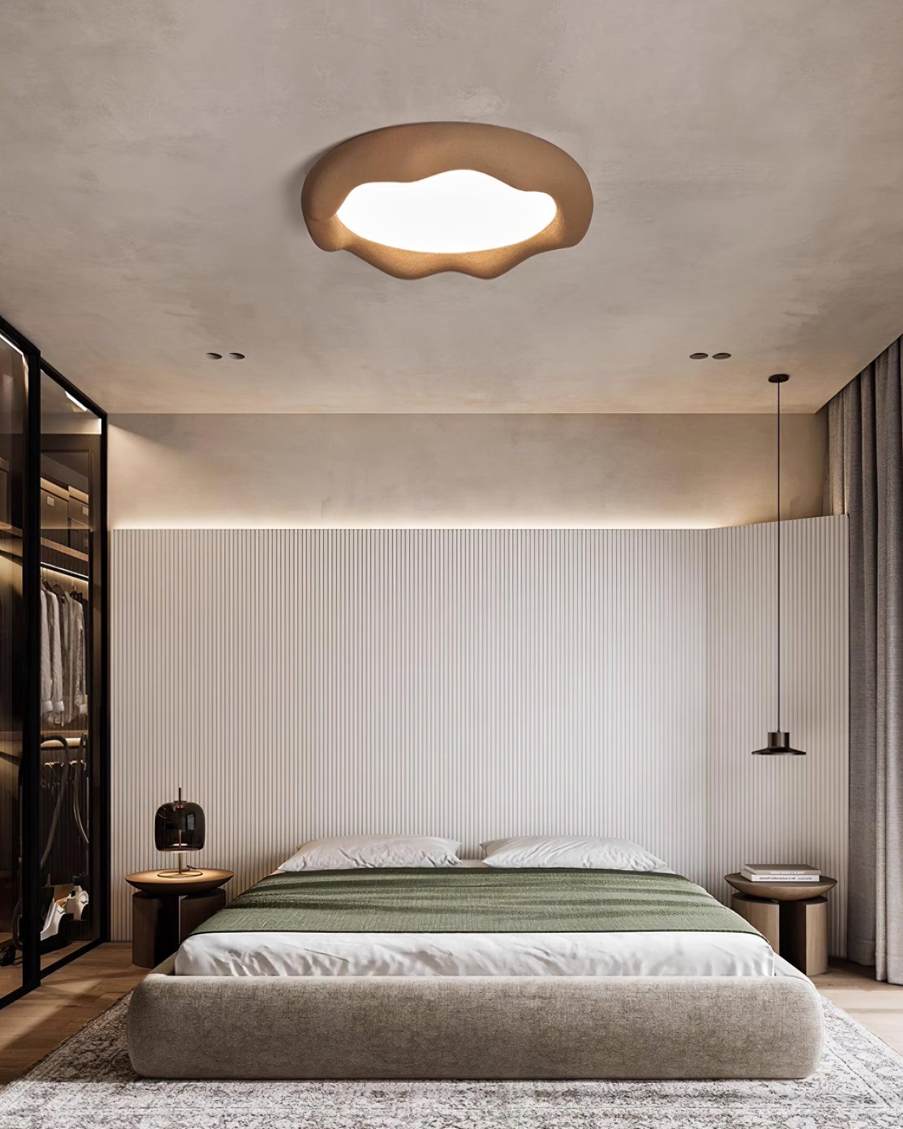 Ceiling Light Organic Resin and Fiberglass Fixture in Beige - Neutralighting