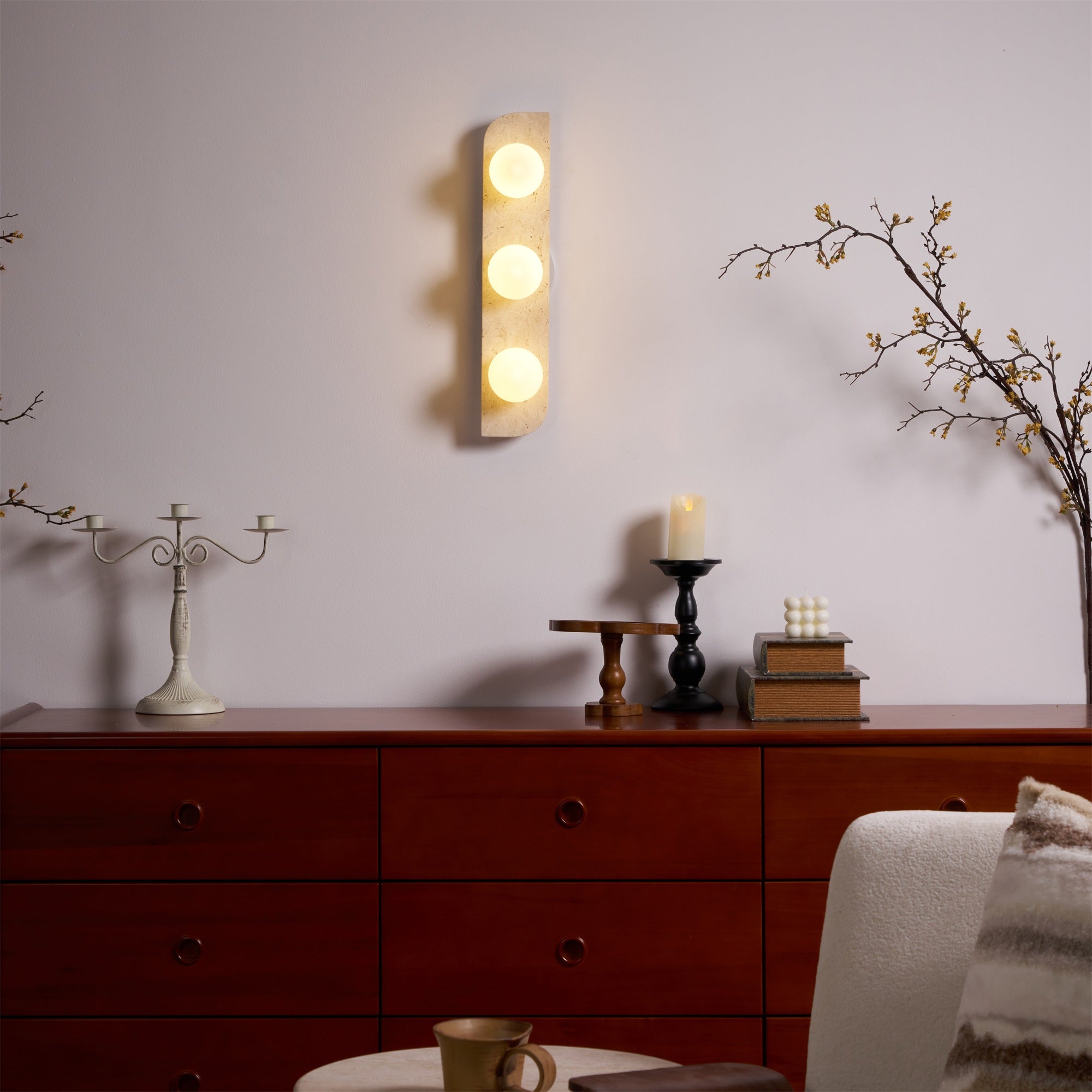 Alsilis Minimalist Travertine Wall Light - Neutralighting