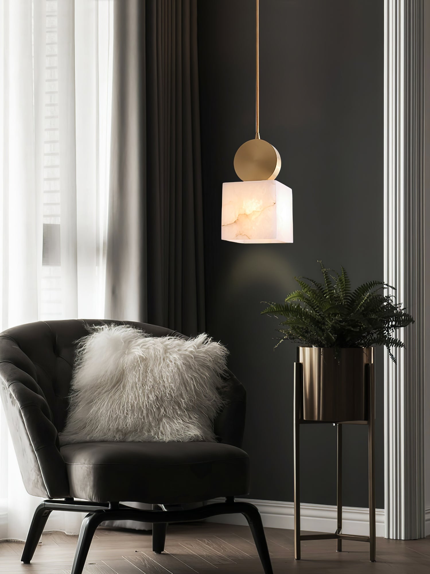 Etruscan Pendant Light Alabaster & Brass - Neutralighting