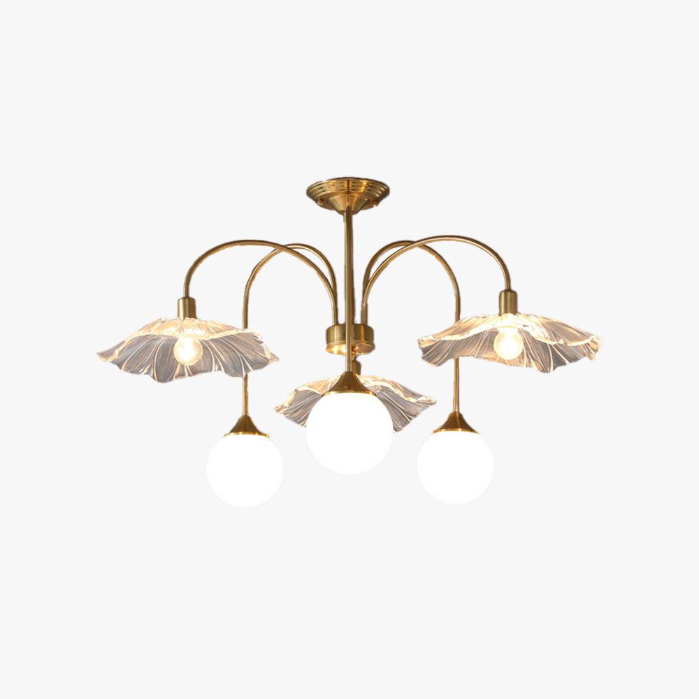 Valentina Nordic LED Chandelier Gold Glass Living/Dining Room/Bedroom - Neutralighting