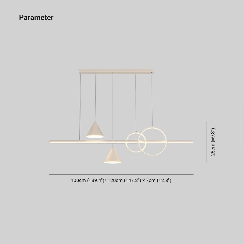 Arisha Contemporary Geometric Style Linear Metal Pendant Light White/Black - Neutralighting
