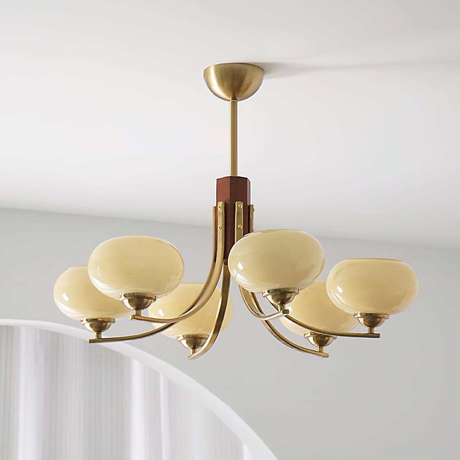 Auralyn 6-Light Amber Glass Globe Chandelier - Neutralighting