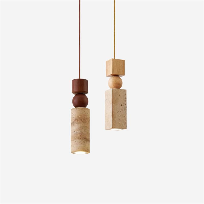 Pendant Light Geometric Wood Travertine Minimalist Nordic Hanging - Neutralighting