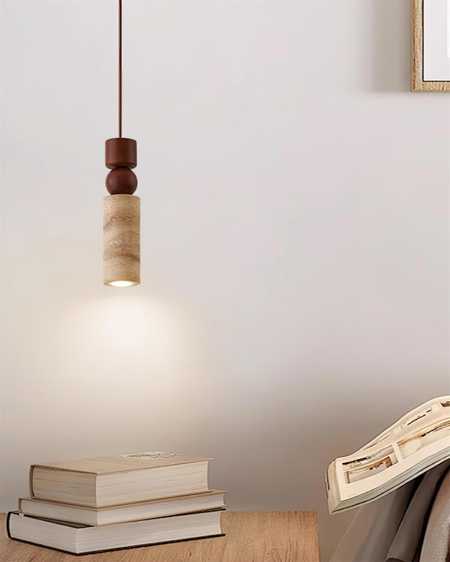 Pendant Light Geometric Wood Travertine Minimalist Nordic Hanging - Neutralighting