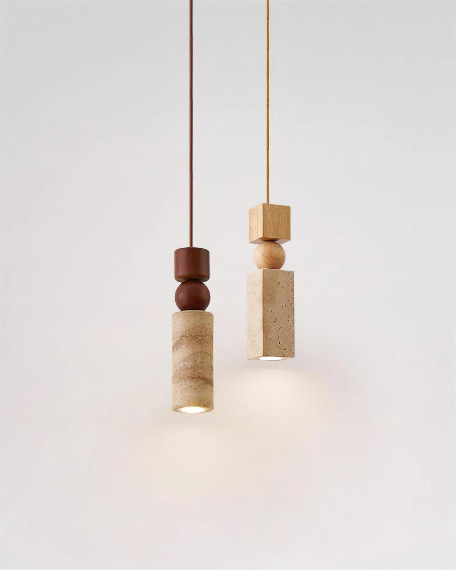Pendant Light Geometric Wood Travertine Minimalist Nordic Hanging - Neutralighting