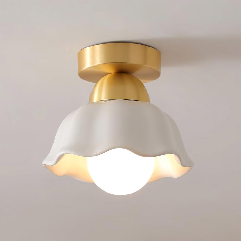 Opila Gold & White Semi Flush Ceiling Light - Neutralighting