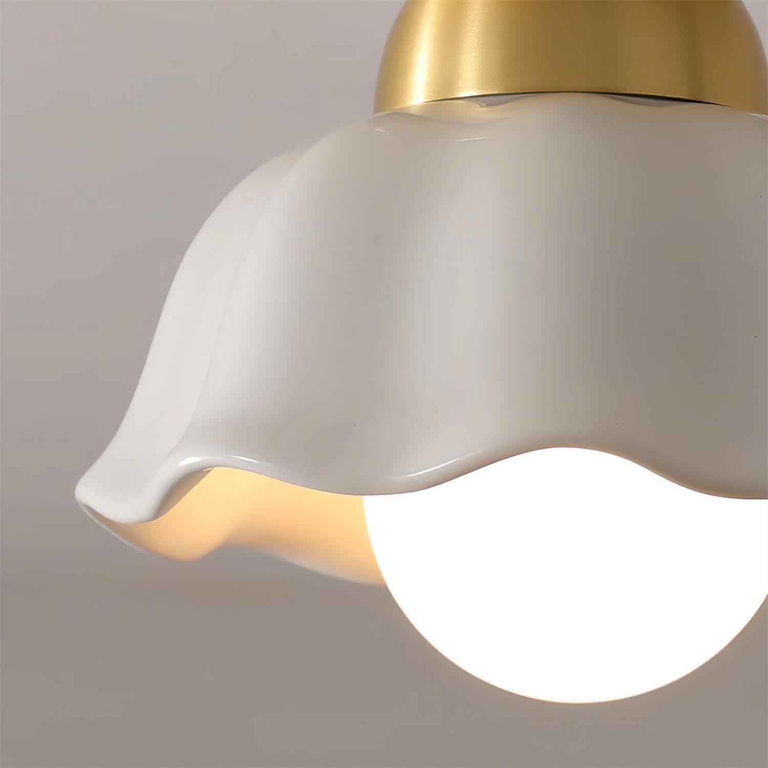 Opila Gold & White Semi Flush Ceiling Light - Neutralighting