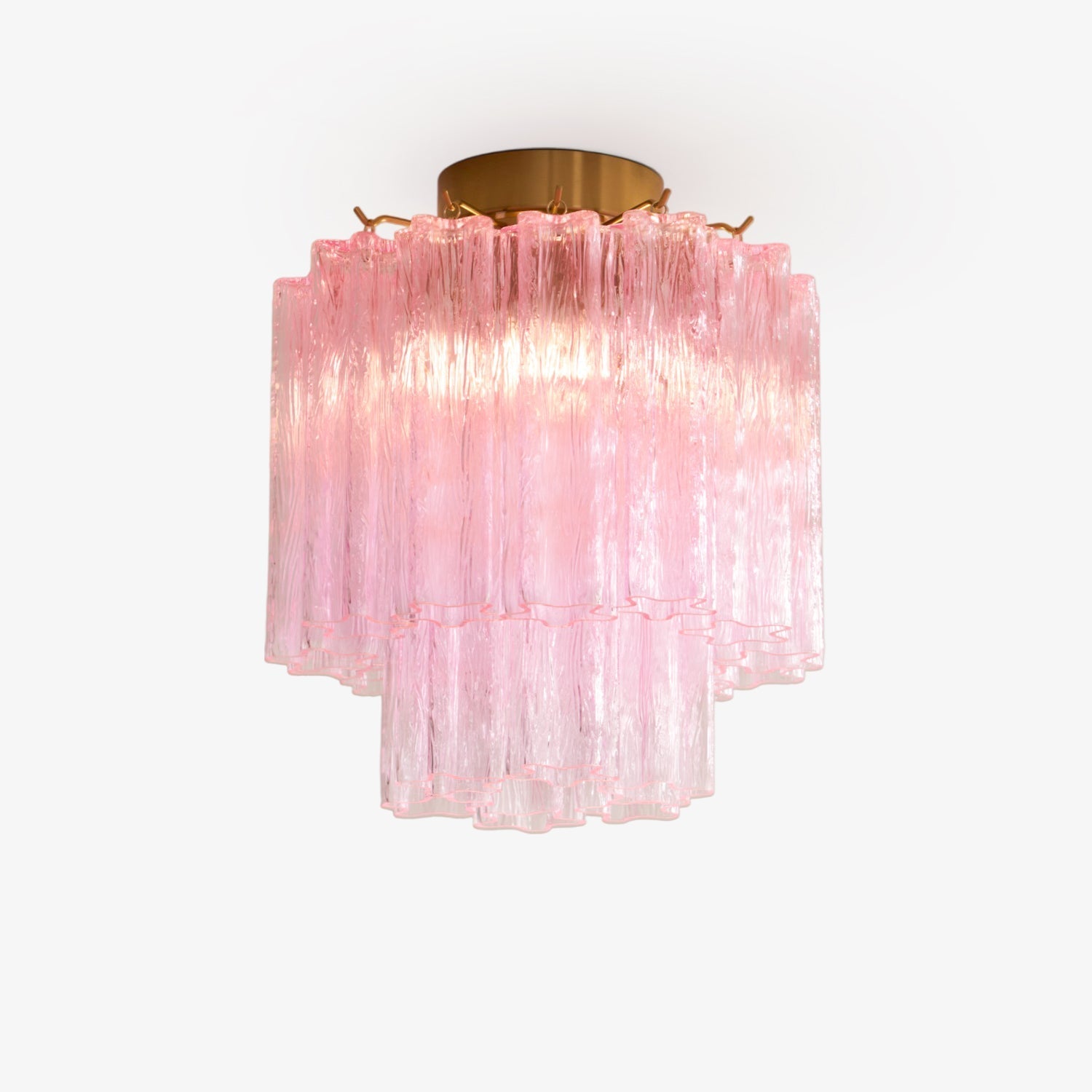 Aurora Ceiling Lamp Pink Murano Glass Tiered Modern Flush