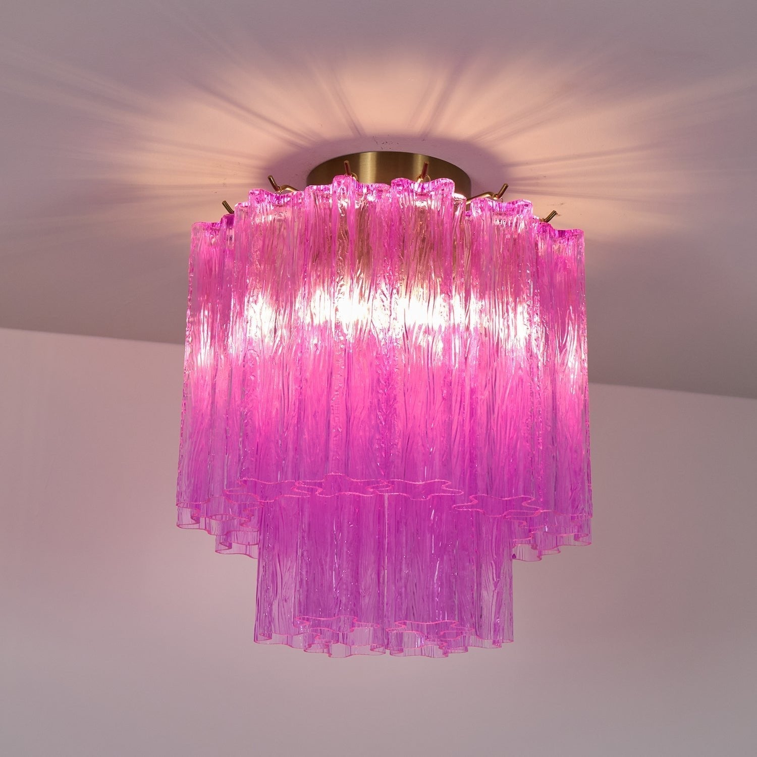Aurora Ceiling Lamp Purple Murano Glass Tiered Flush Mount