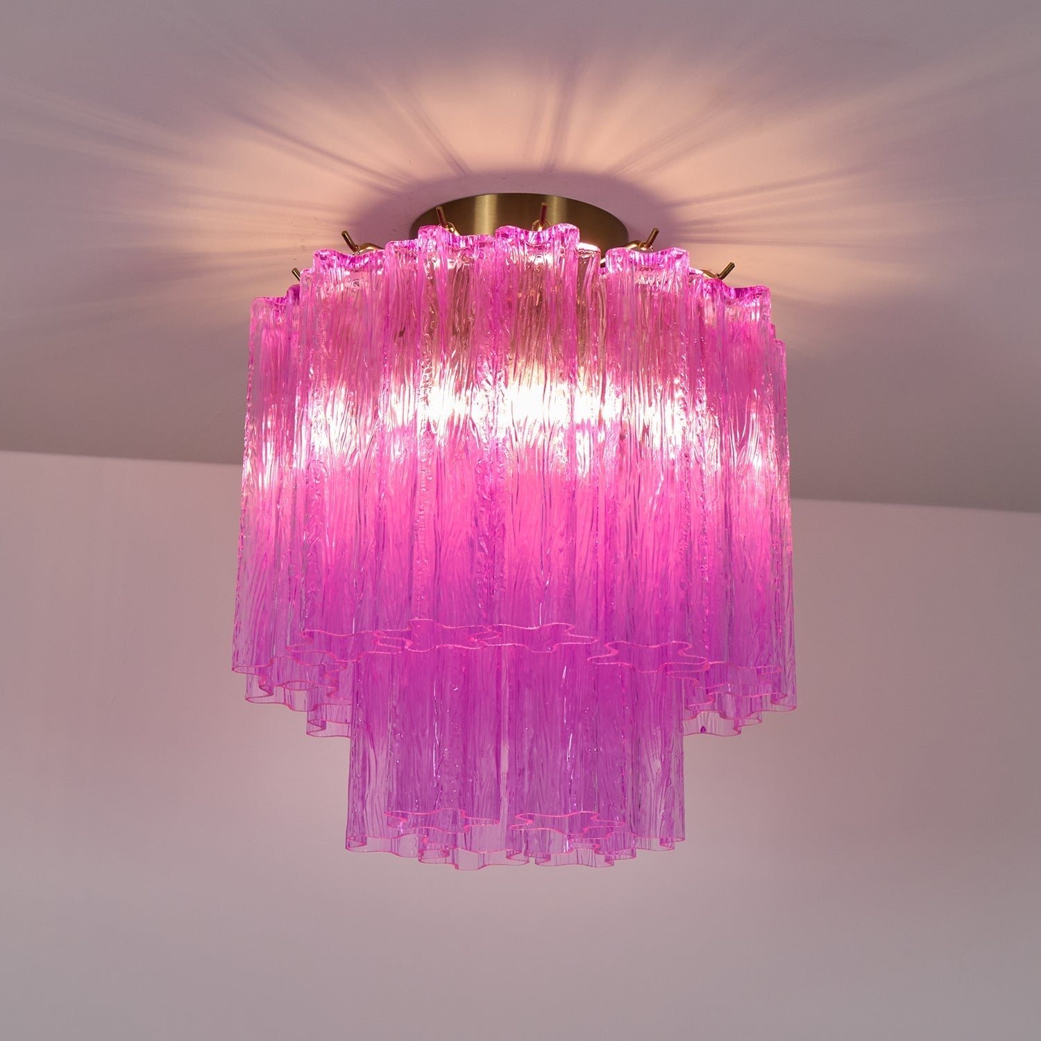 Aurora Ceiling Lamp Purple Murano Glass Tiered Flush Mount