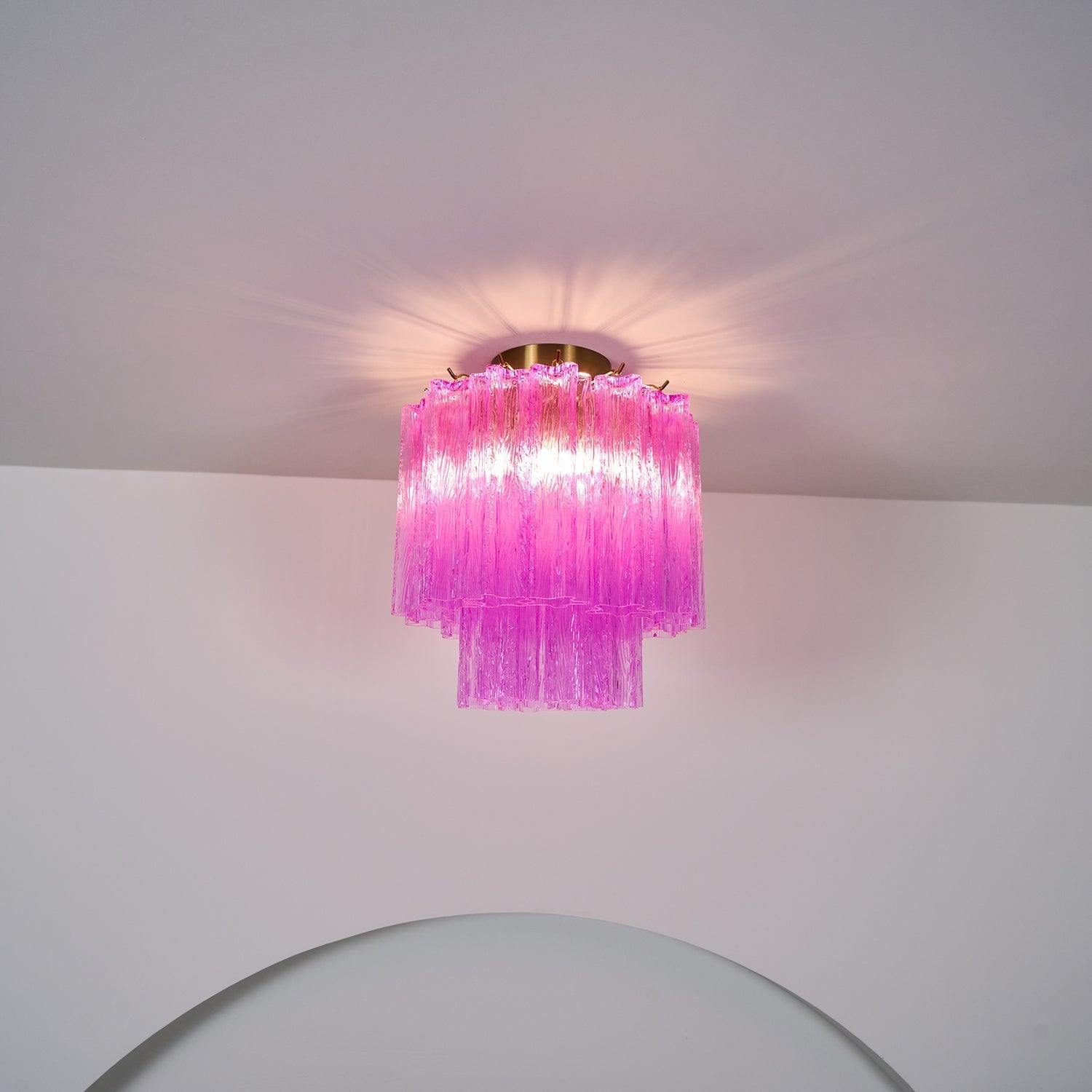 Aurora Ceiling Lamp Purple Murano Glass Tiered Flush Mount