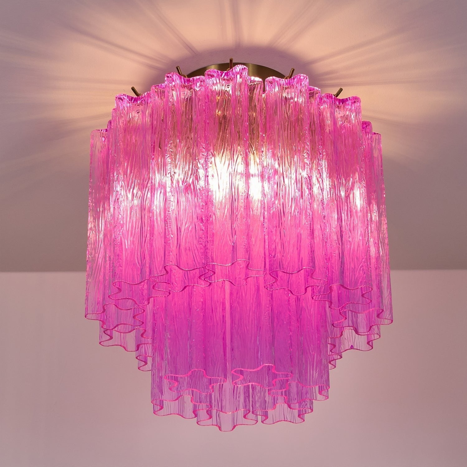 Aurora Ceiling Lamp Purple Murano Glass Tiered Flush Mount