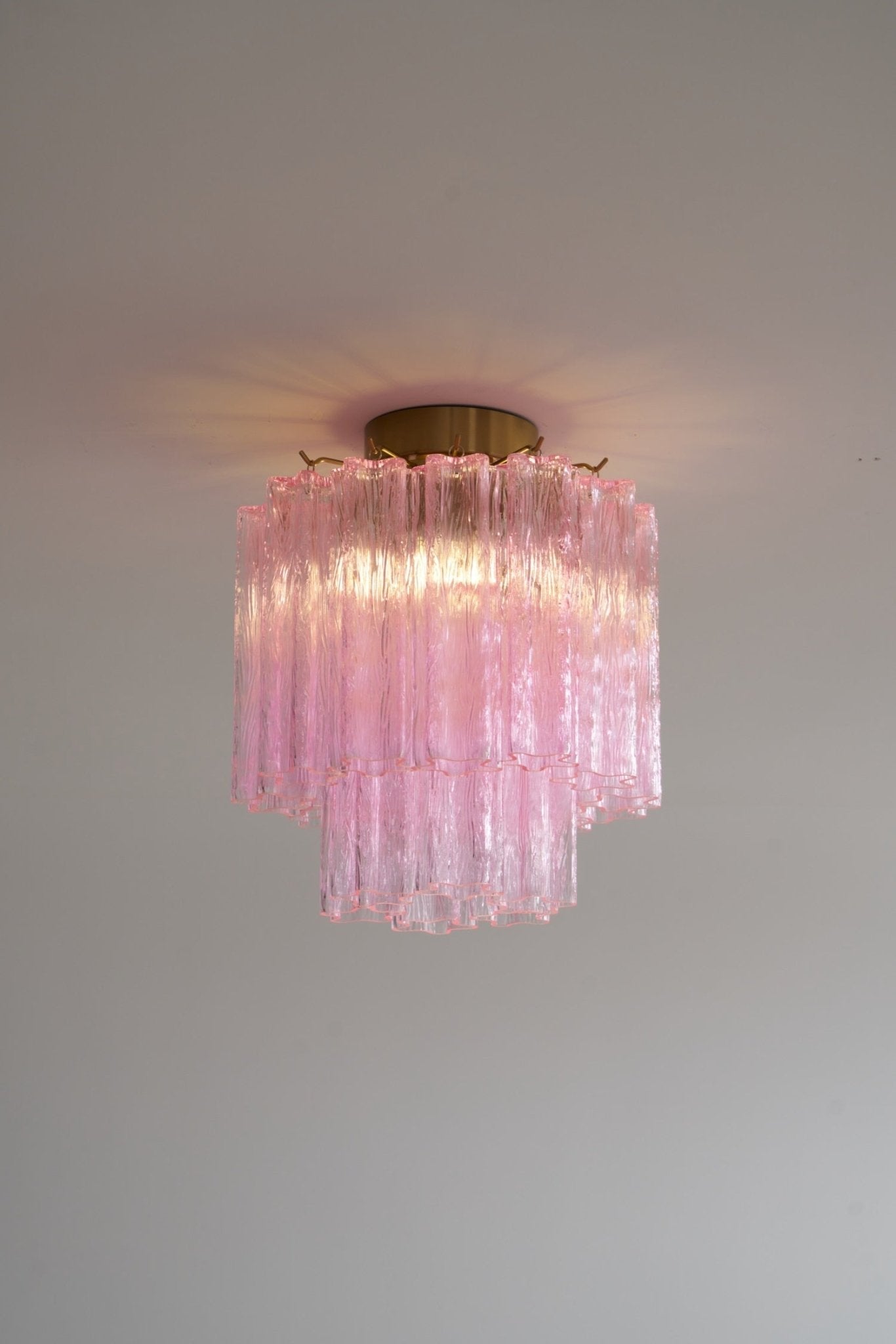 Aurora Ceiling Lamp Pink Murano Glass Tiered Modern Flush