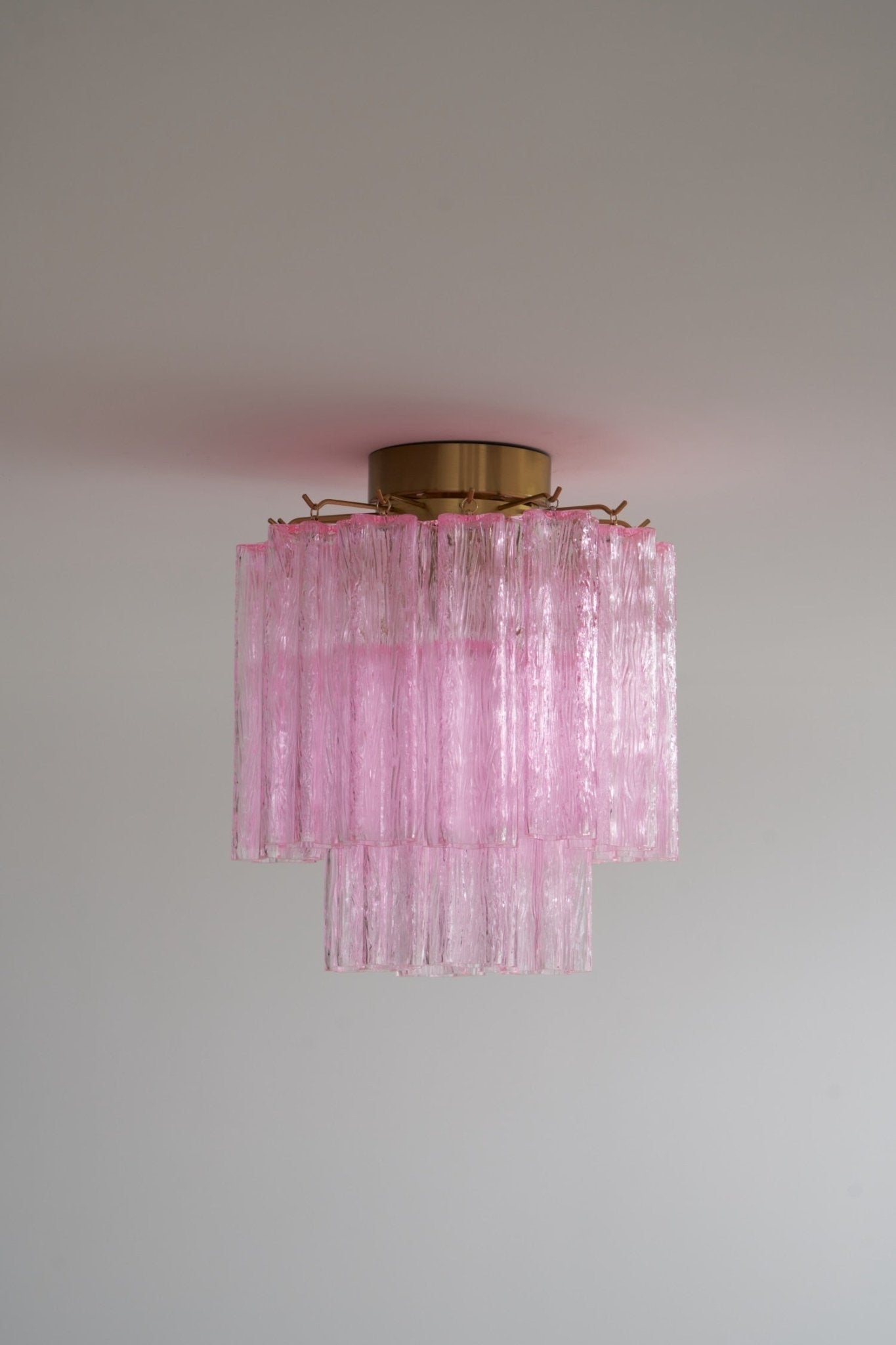 Aurora Ceiling Lamp Pink Murano Glass Tiered Modern Flush