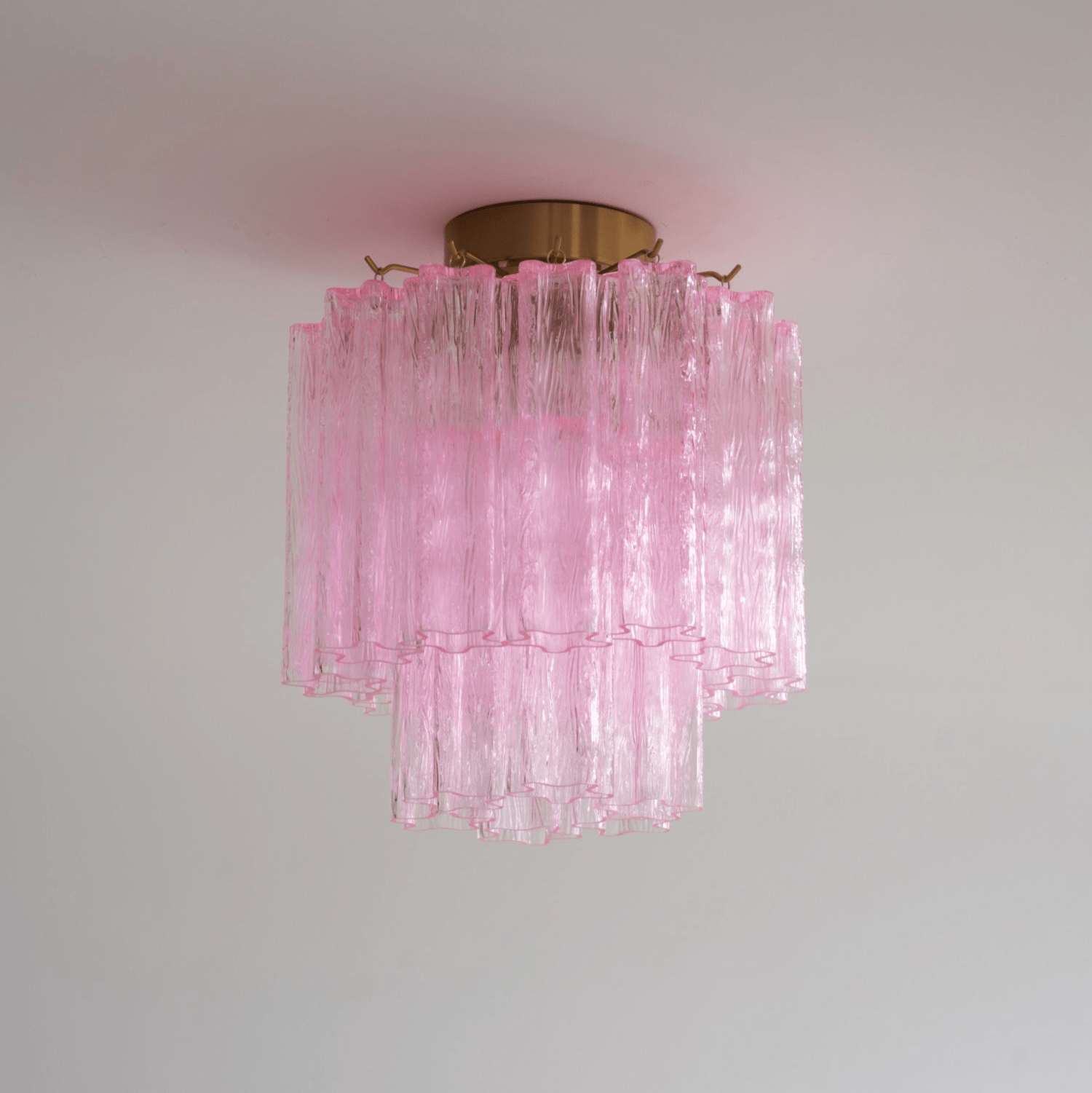 Aurora Ceiling Lamp Pink Murano Glass Tiered Modern Flush