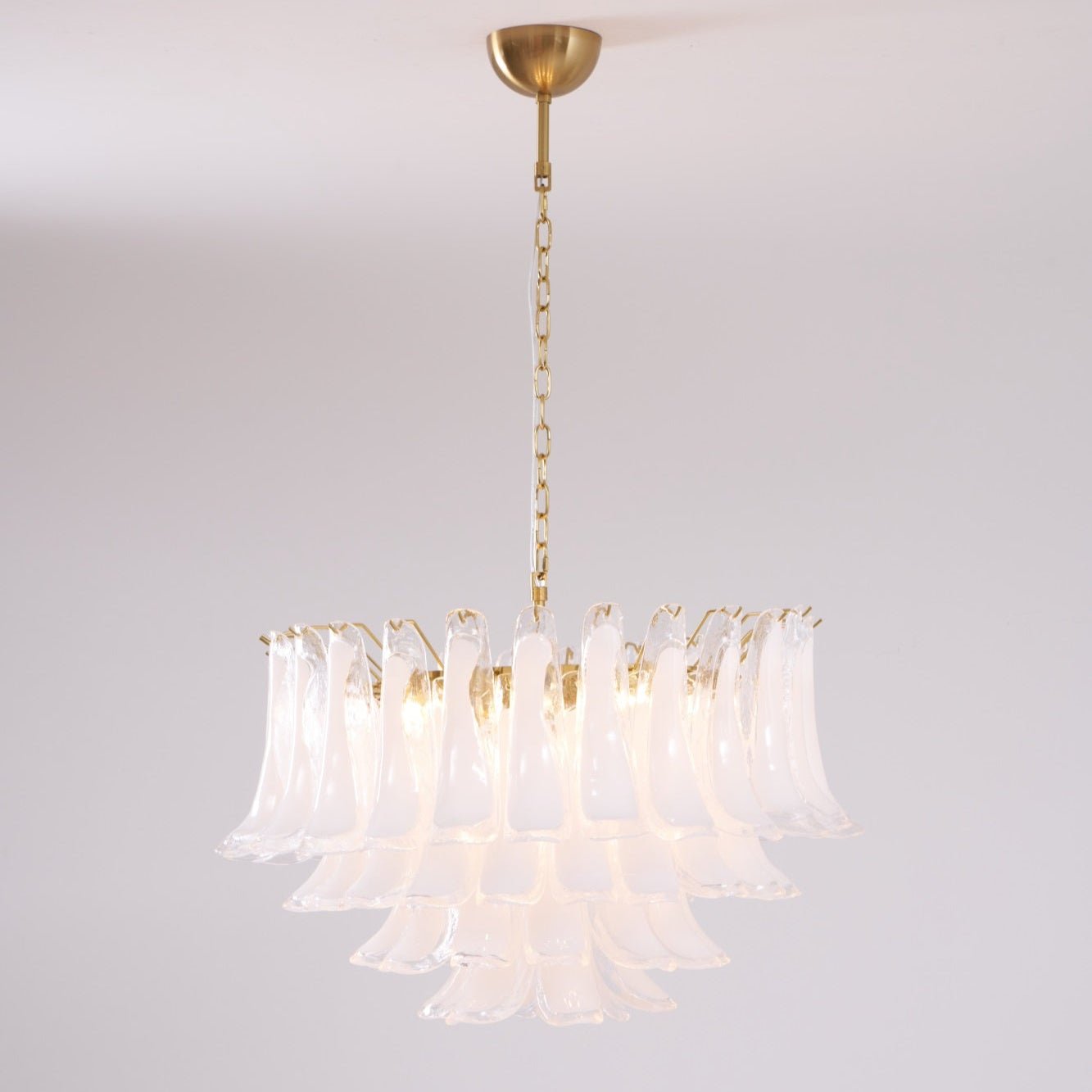 Aurora Chandelier Pink Glass Leaf Layered Floral Glamour - Neutralighting