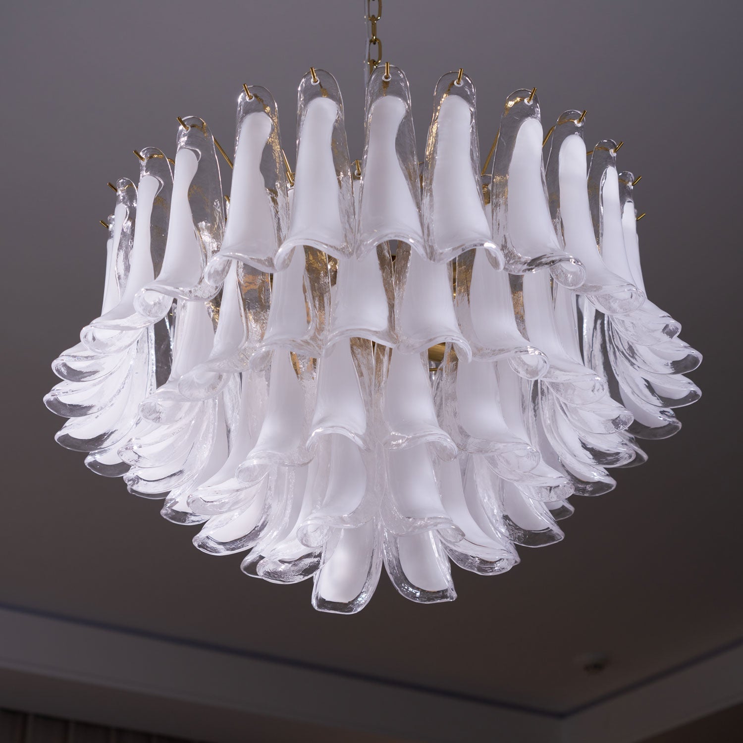 Aurora Chandelier Pink Glass Leaf Layered Floral Glamour - Neutralighting
