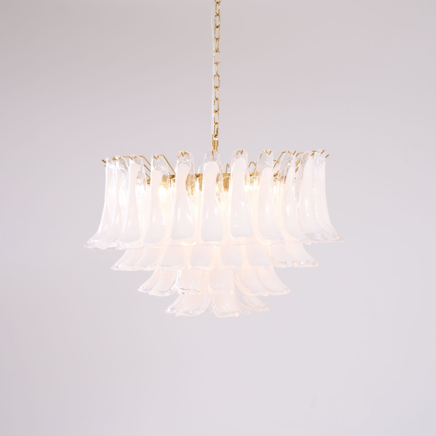 Aurora Chandelier Pink Glass Leaf Layered Floral Glamour - Neutralighting
