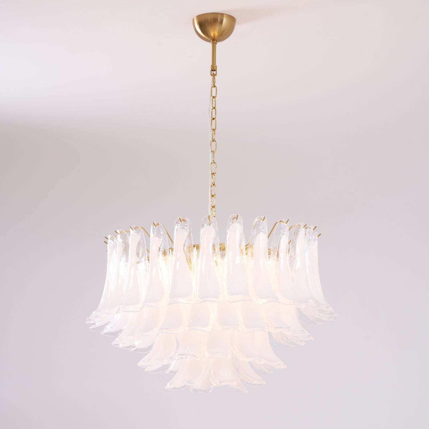 Aurora Chandelier Pink Glass Leaf Layered Floral Glamour - Neutralighting