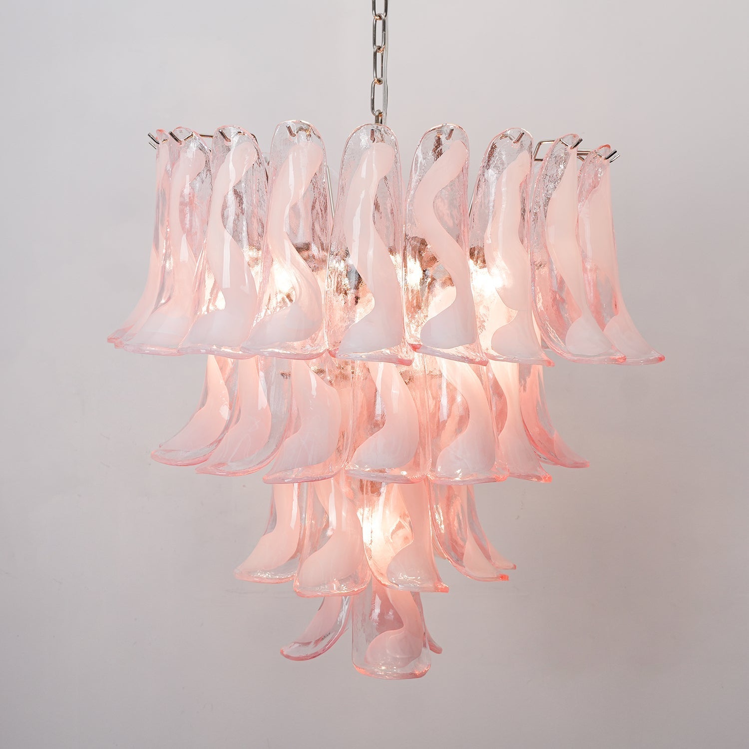 Aurora Chandelier Pink Murano Lily Petal Cascading Floral Classic