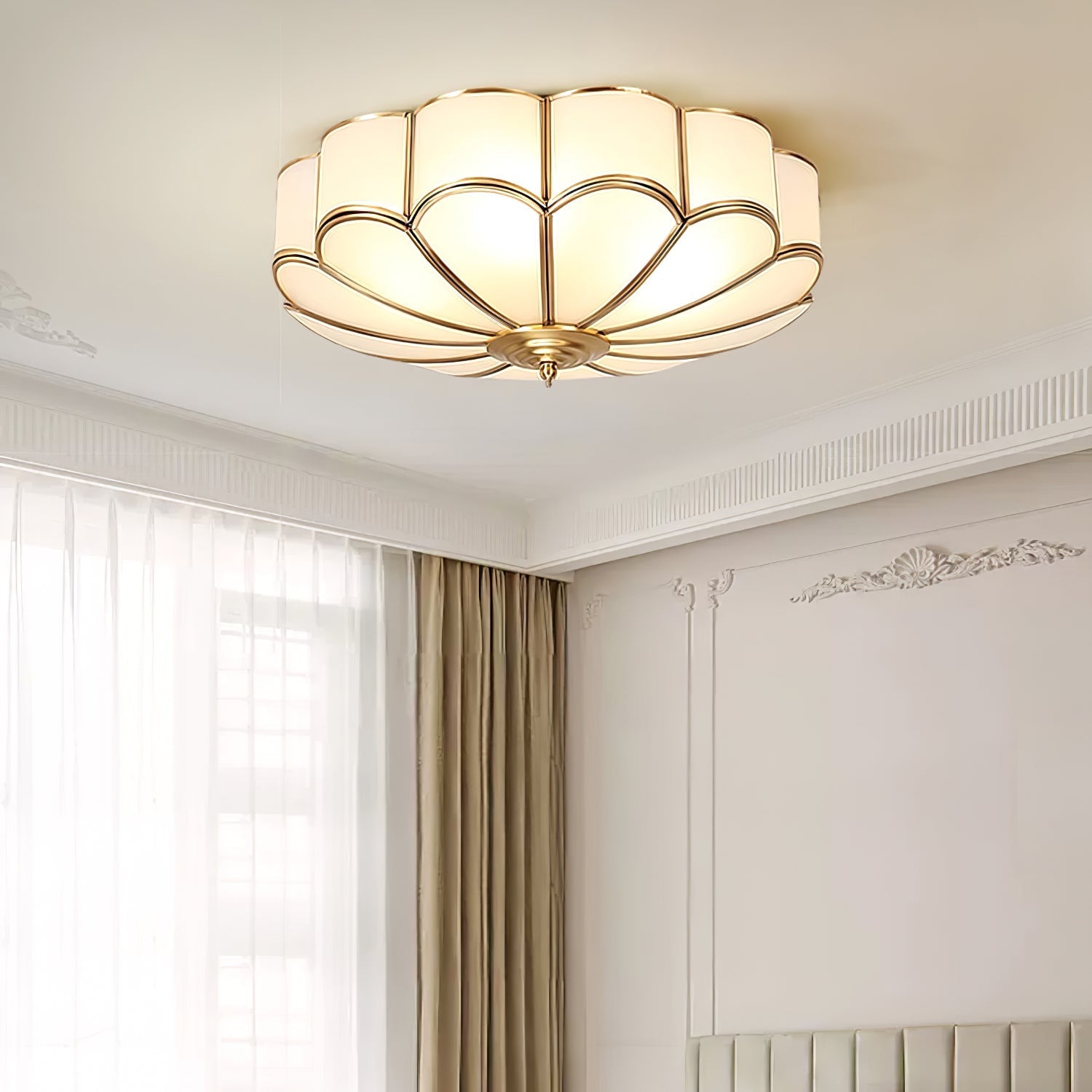 Ulira Ceiling Light Flower Shape Frosted Glass Brass - Neutralighting