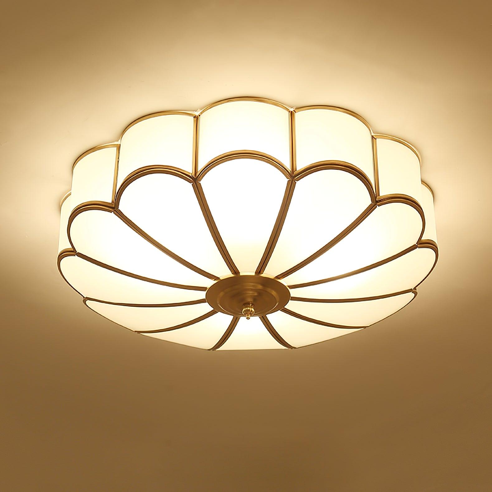 Ulira Ceiling Light Flower Shape Frosted Glass Brass - Neutralighting