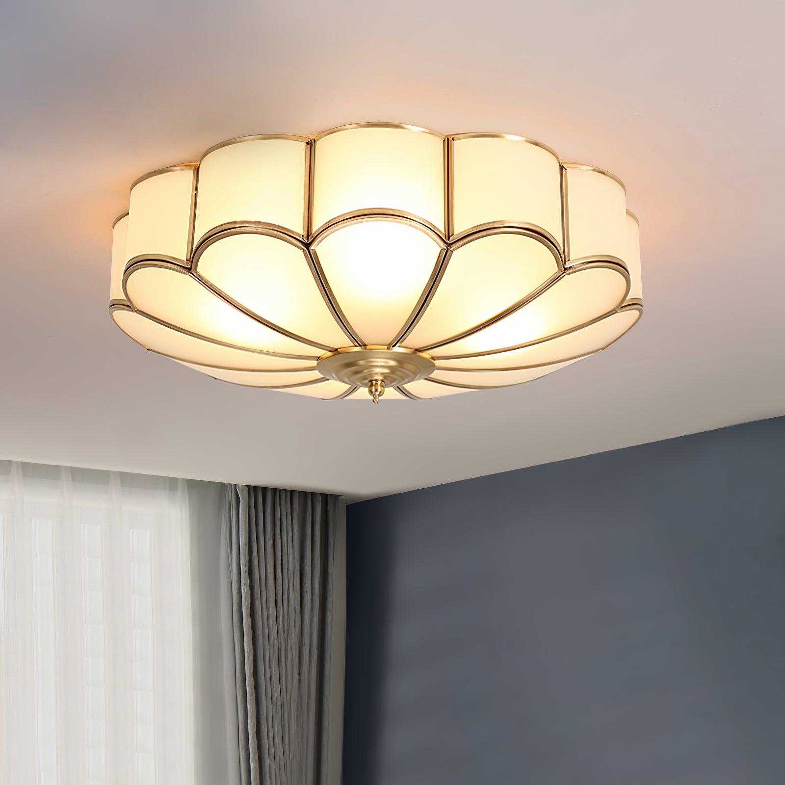 Ulira Ceiling Light Flower Shape Frosted Glass Brass - Neutralighting