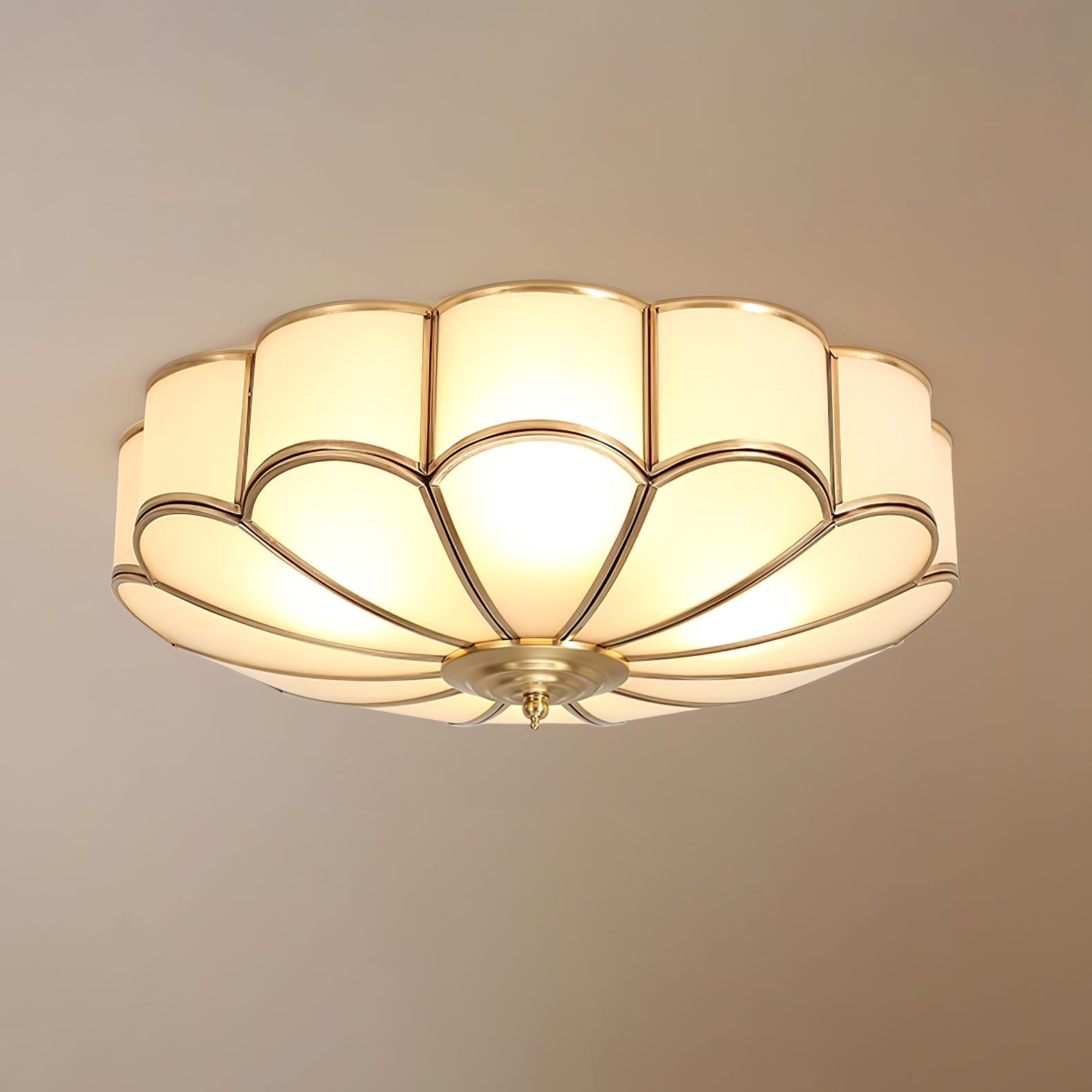 Ulira Ceiling Light Flower Shape Frosted Glass Brass - Neutralighting
