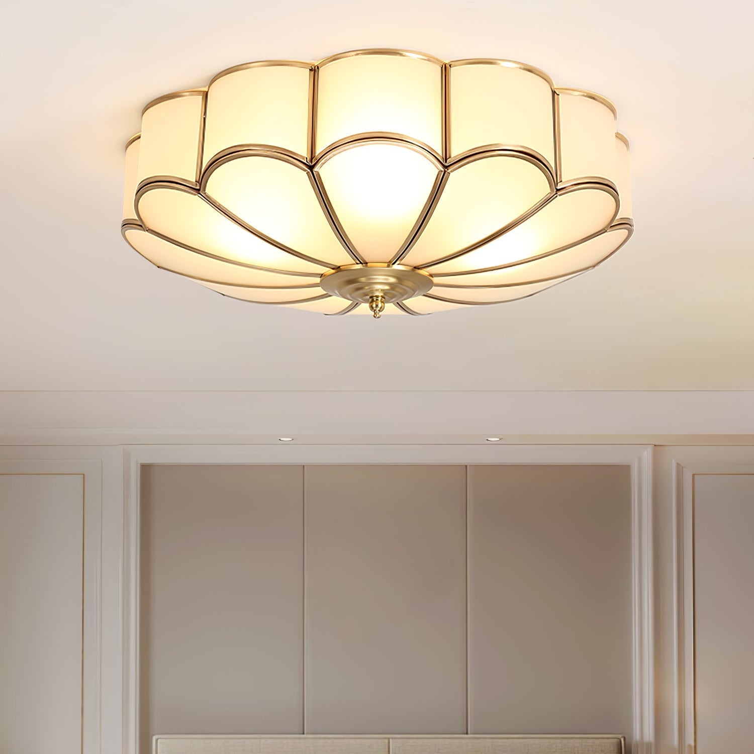 Ulira Ceiling Light Flower Shape Frosted Glass Brass - Neutralighting