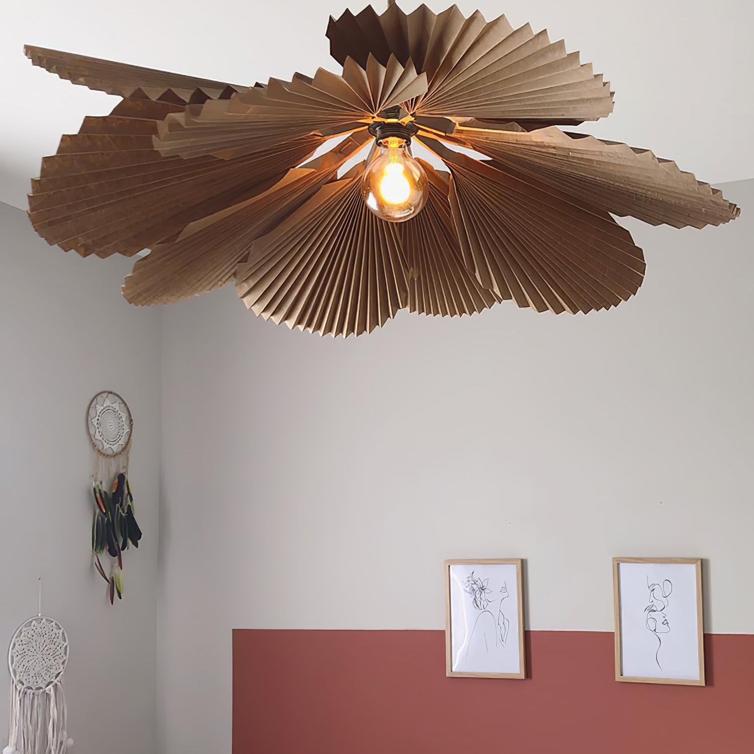 Lyra Folded Leaf Lotus Pendant Lamp Paper - Neutralighting