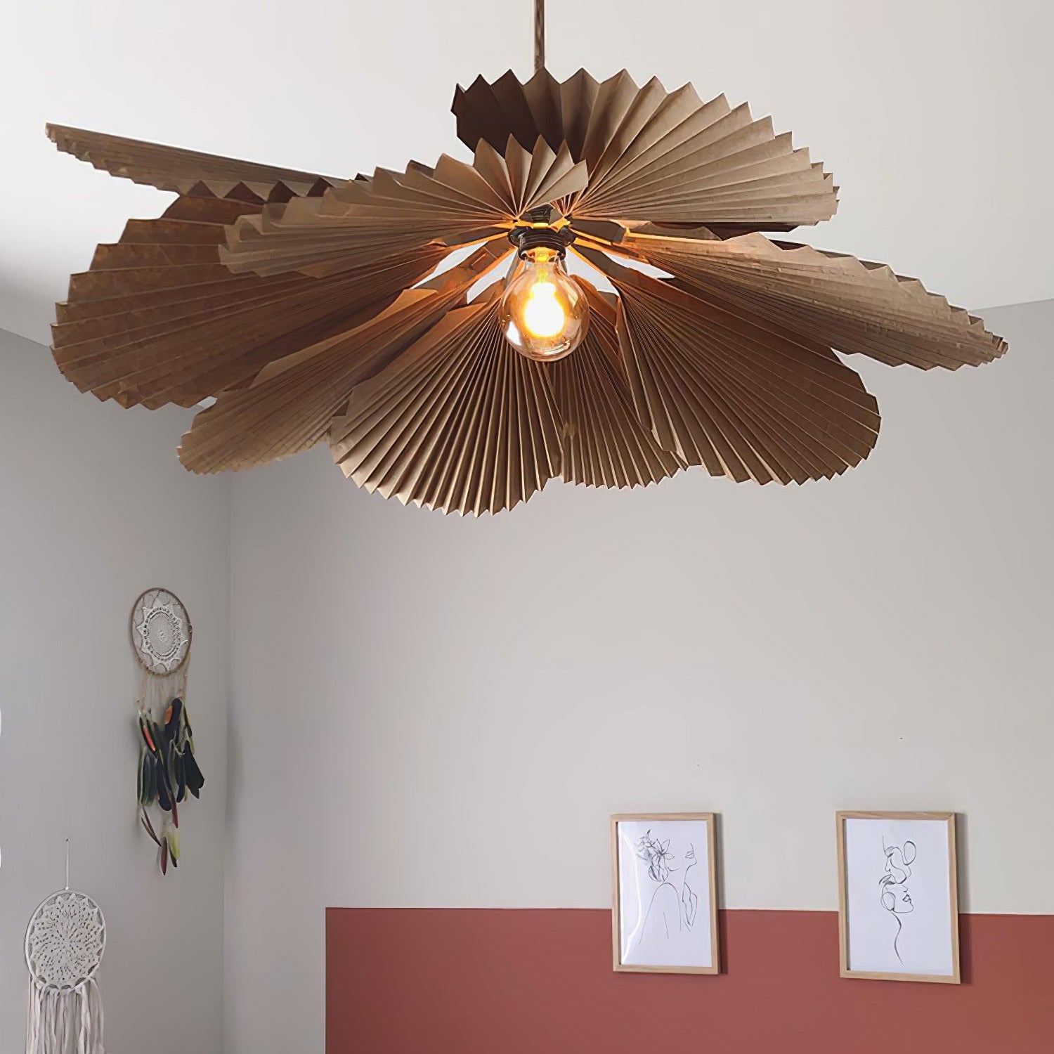 Lyra Folded Leaf Lotus Pendant Lamp Paper - Neutralighting