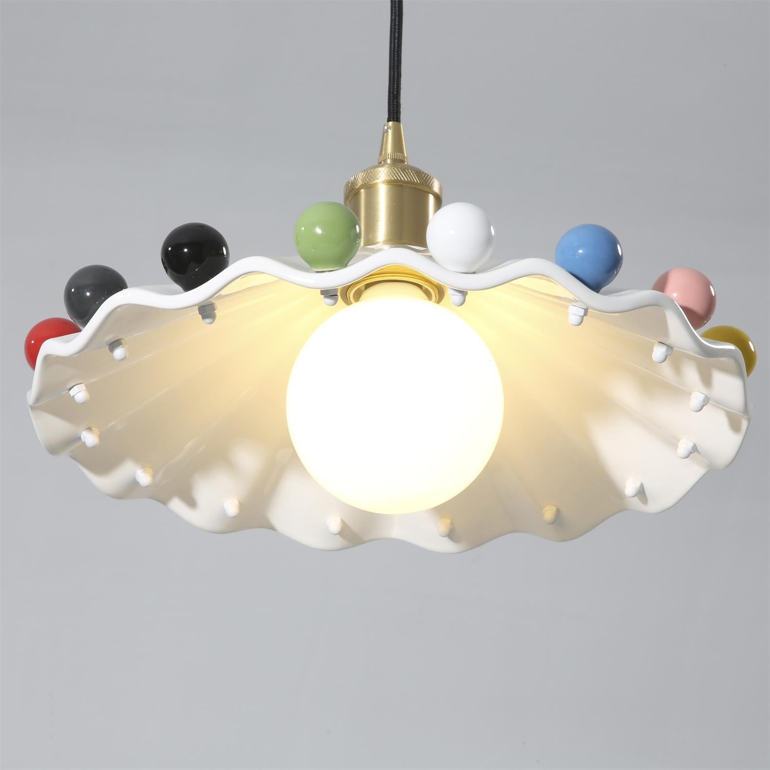 Pixen Wavy Ceramic Shade Pendant Lamp - Neutralighting