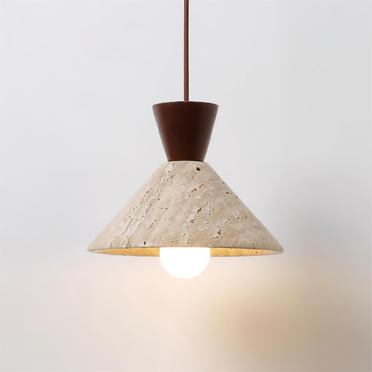 Ritta Travertine Pendant Lamp Hat Shape - Neutralighting