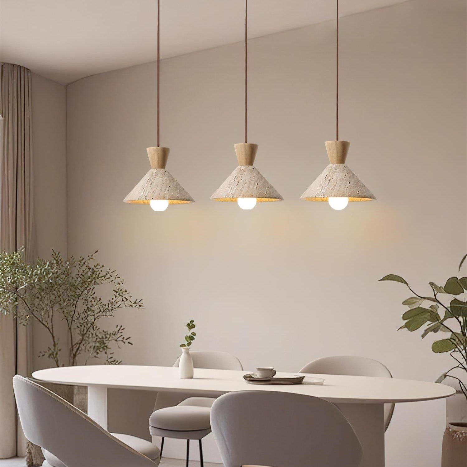 Ritta Travertine Pendant Lamp Hat Shape - Neutralighting