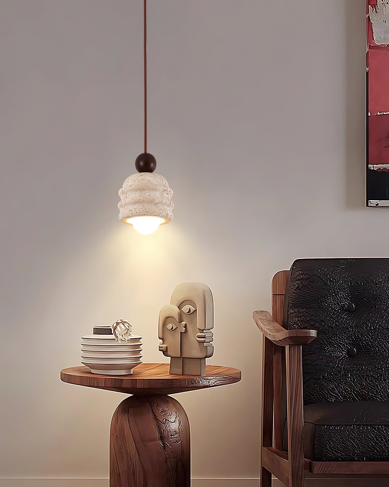Ritta Travertine Ripple Pendant Light - Neutralighting