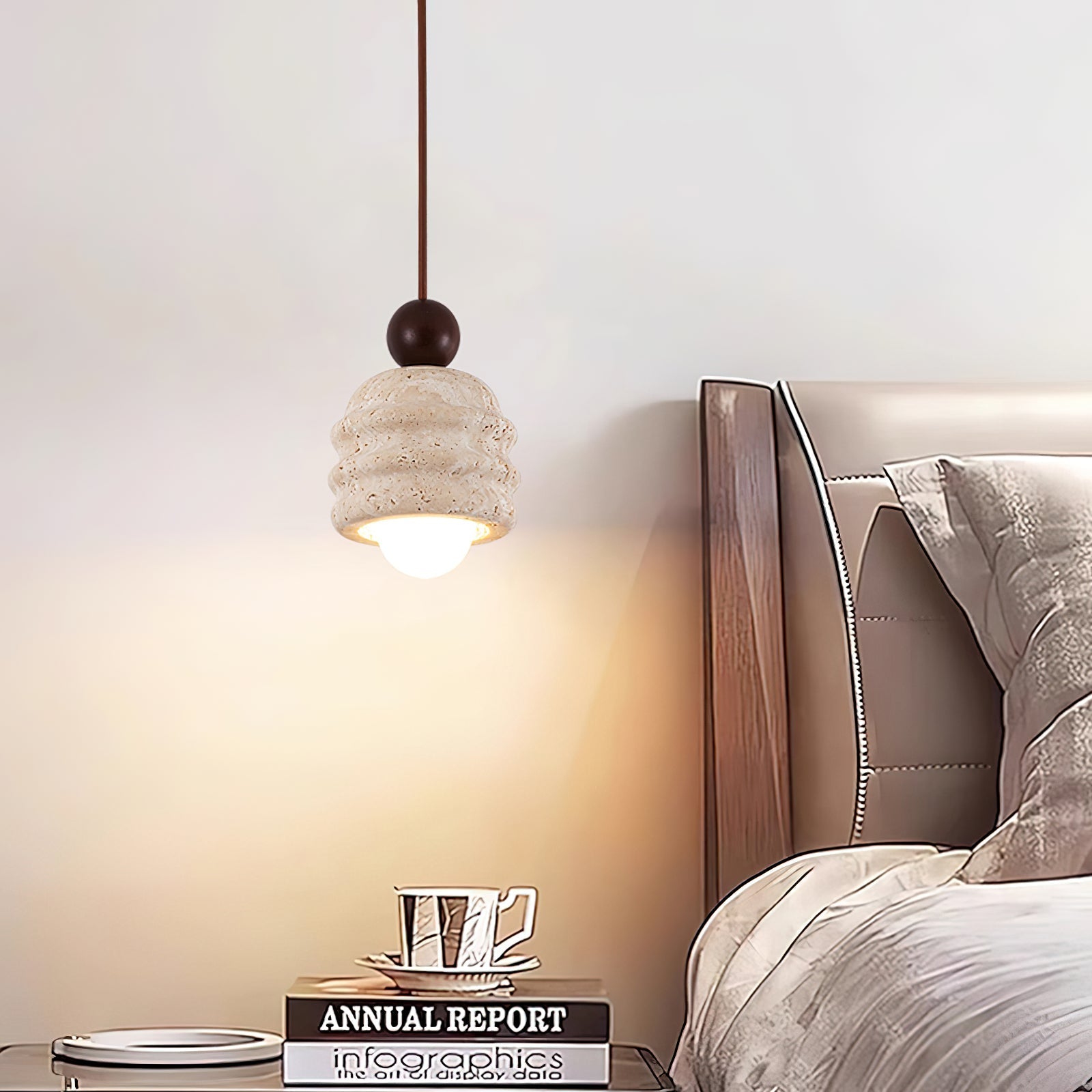 Ritta Travertine Ripple Pendant Light - Neutralighting