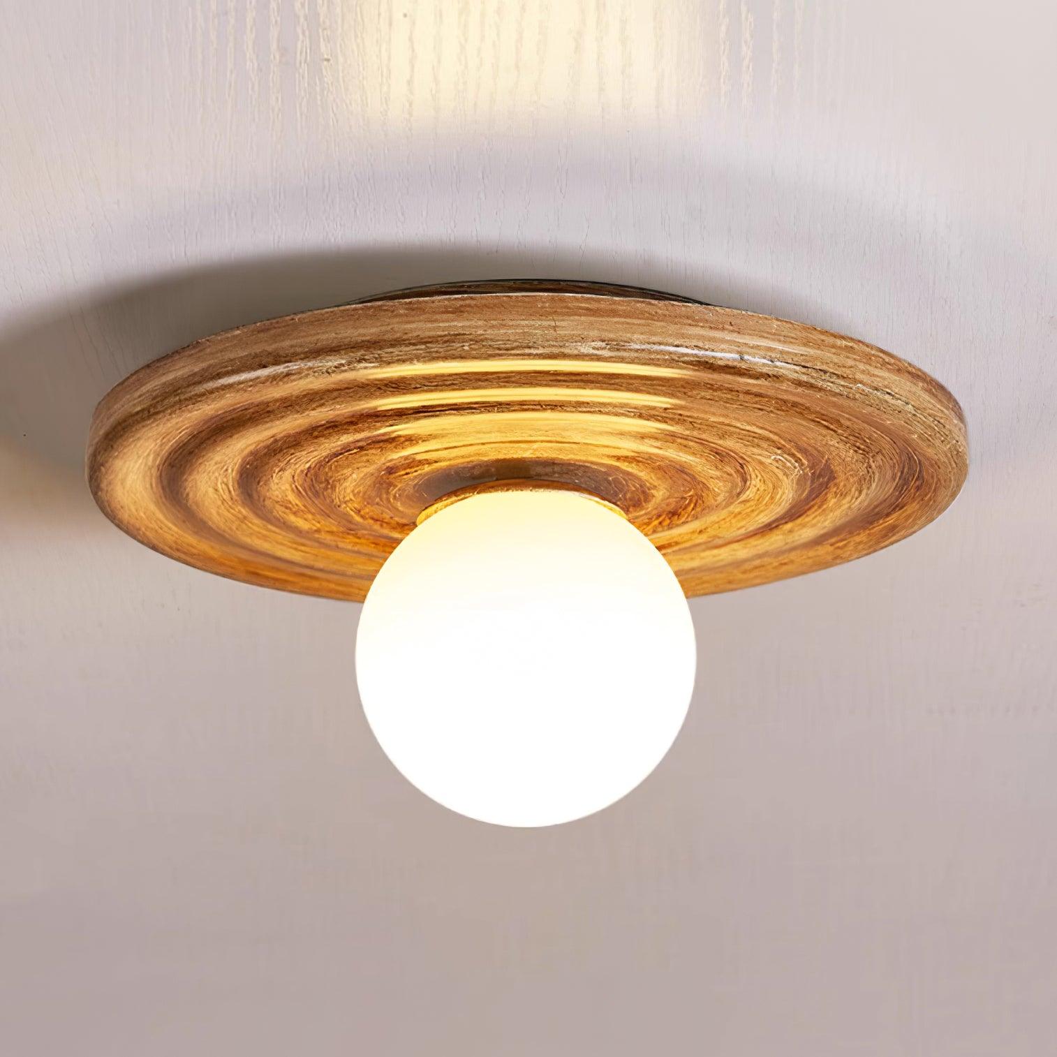Ceiling Light Metal Body Resin Rippled Canopy Organic Minimalist - Neutralighting