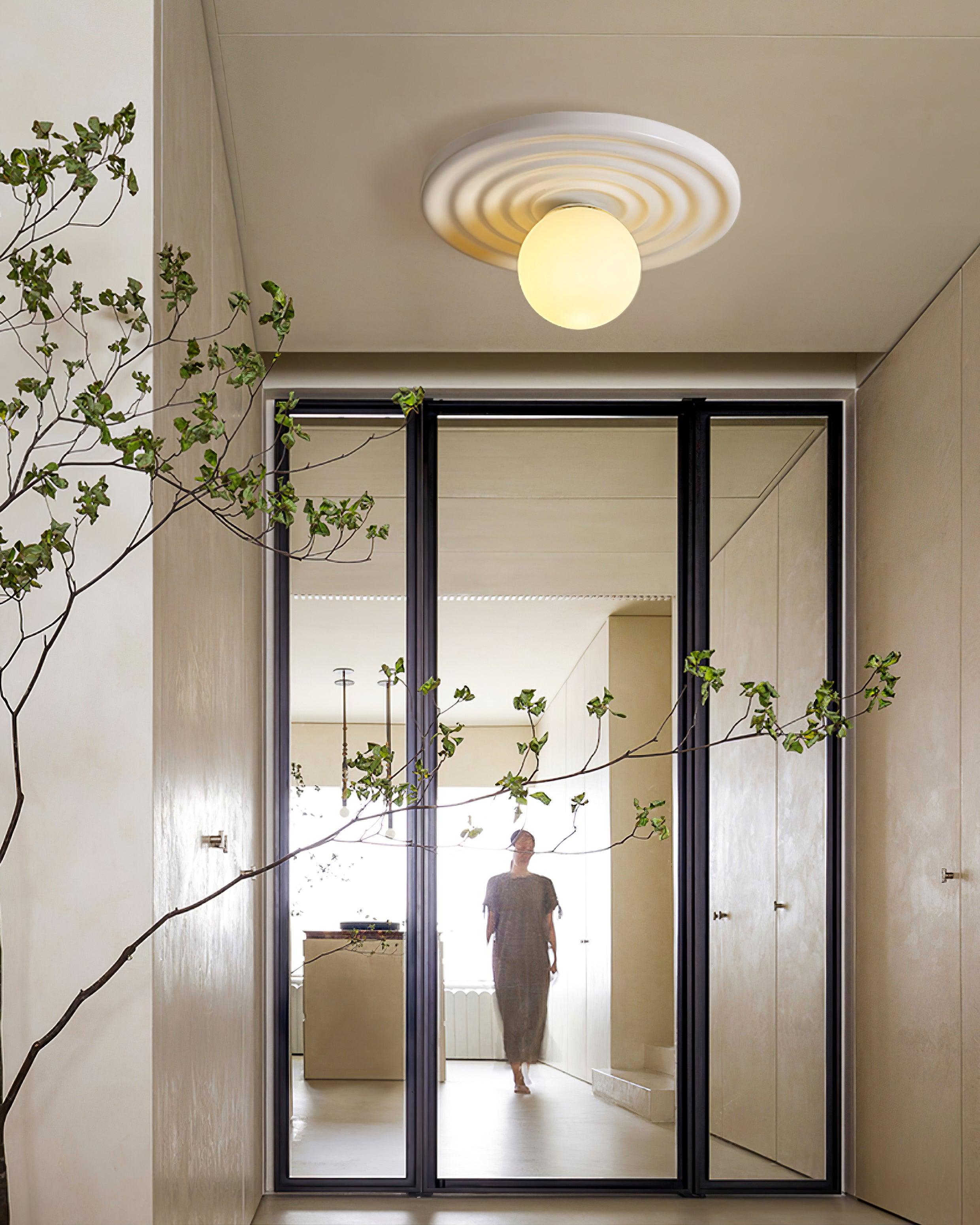 Ceiling Light Metal Body Resin Rippled Canopy Organic Minimalist - Neutralighting