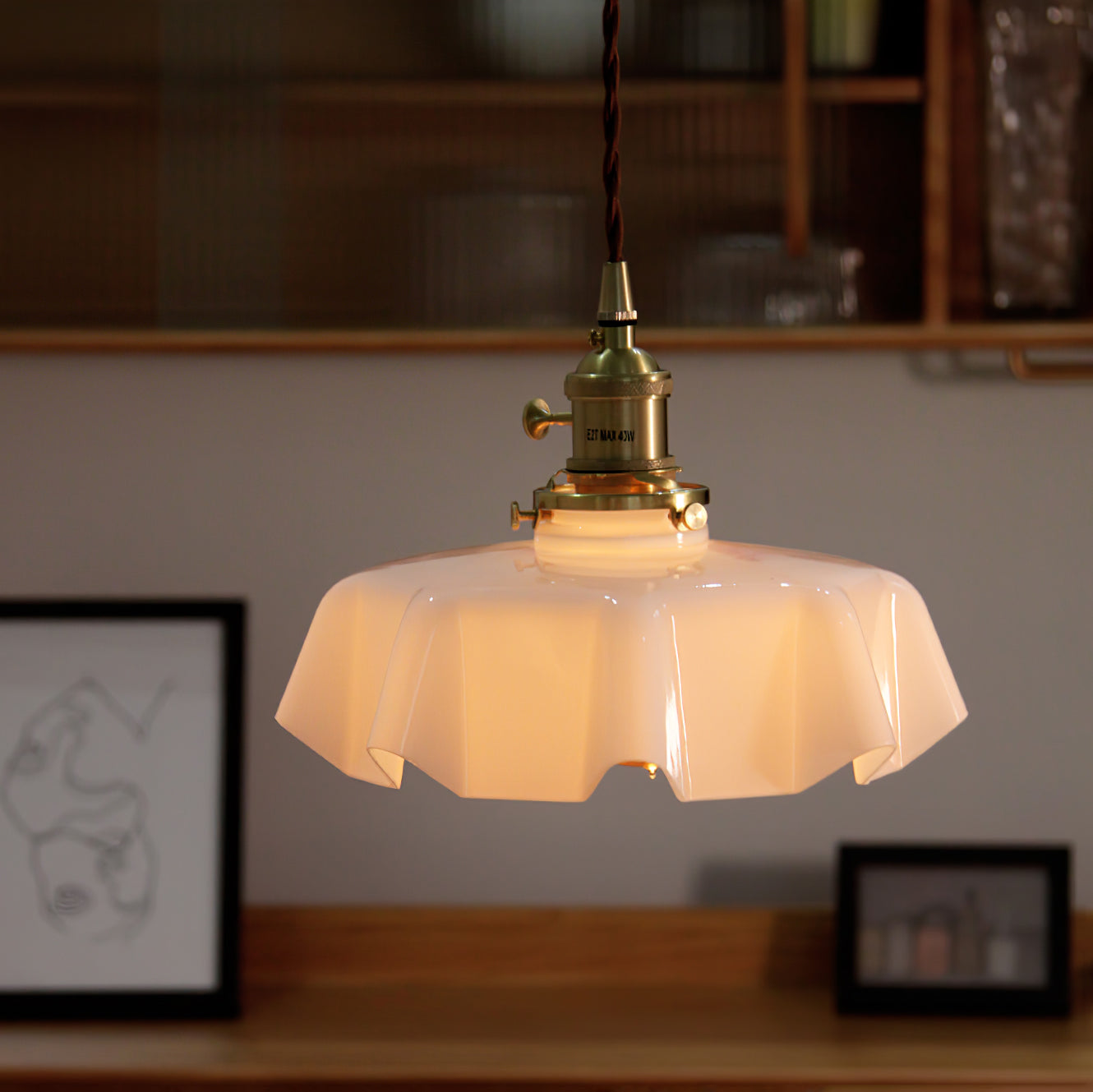 Civen Farmhouse Ruffled Pendant Light - Neutralighting