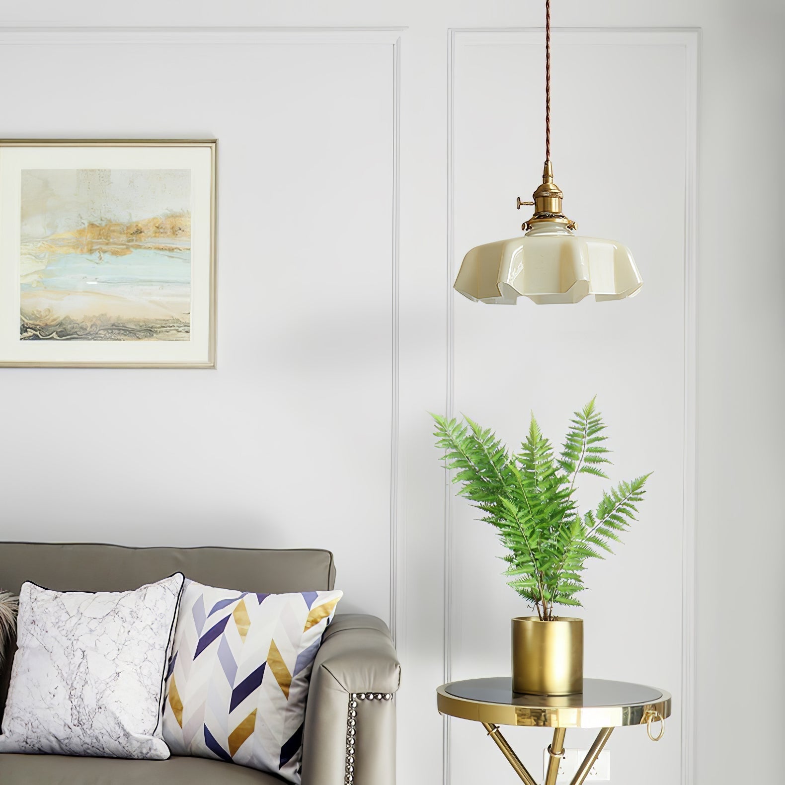 Civen Farmhouse Ruffled Pendant Light - Neutralighting