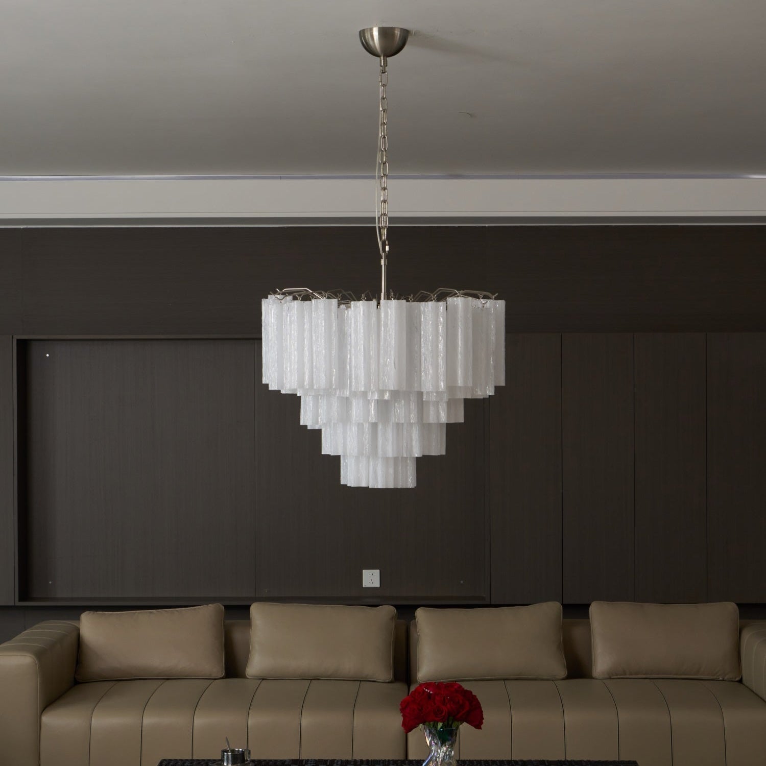 Aurora Chandelier Frosted Murano Glass Tiered Cascade