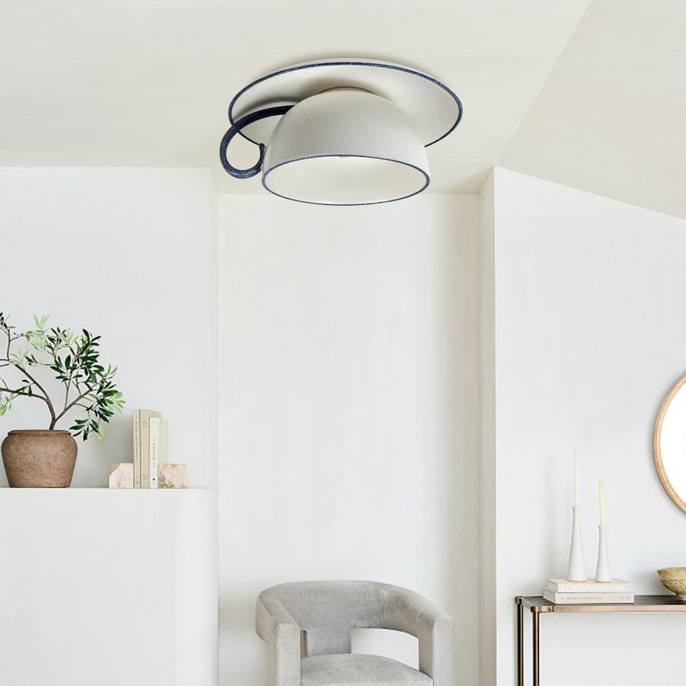 Arisha Modern Glaze Cup Ceramic Flush Mount Ceiling Light Bedroom - Neutralighting