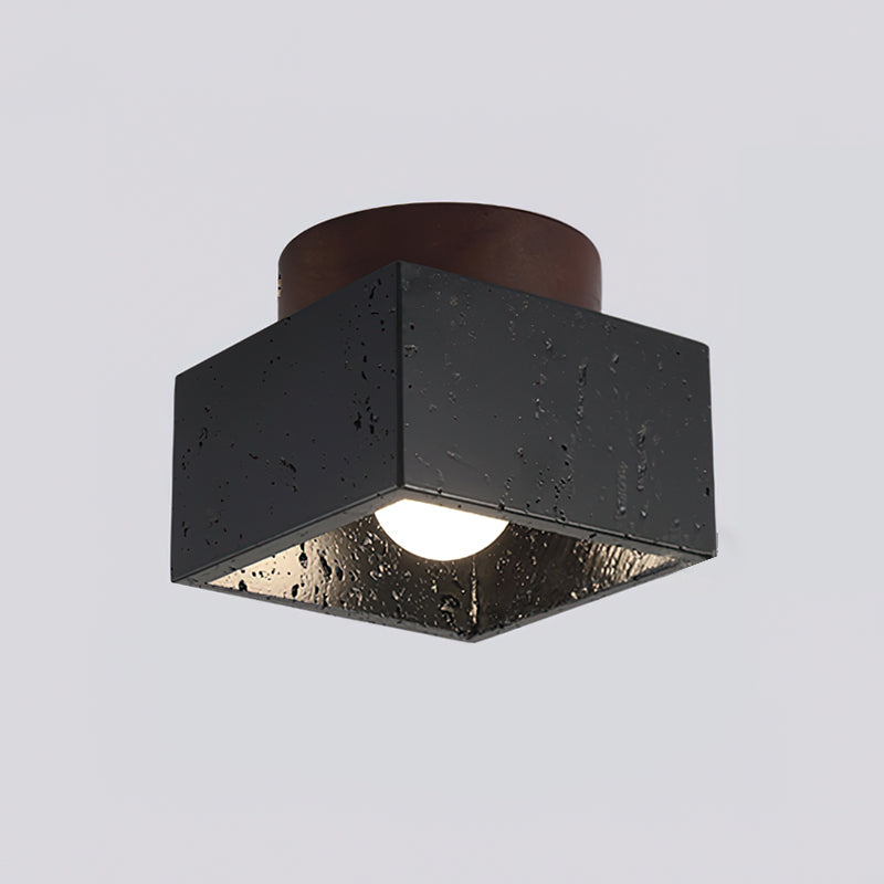 Ritta Sqaure&Round Ceiling Light Black& Yellow Travertine - Neutralighting