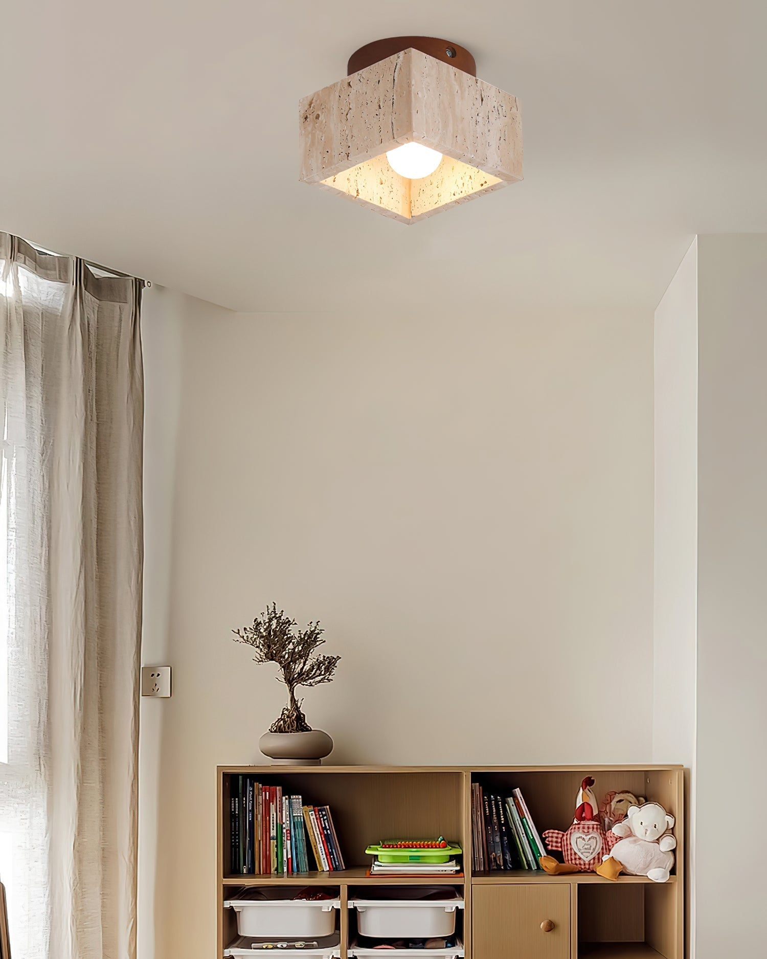 Ritta Sqaure&Round Ceiling Light Black& Yellow Travertine - Neutralighting