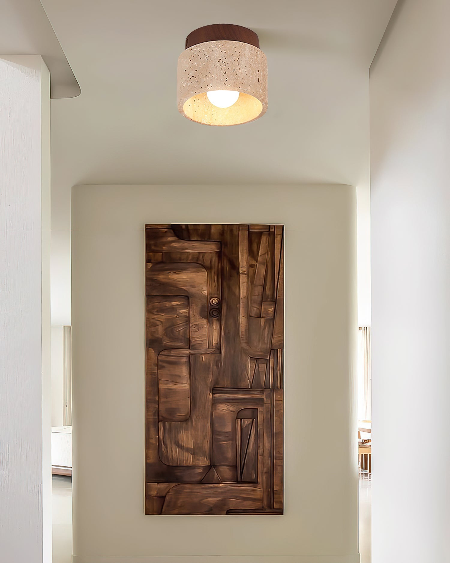 Ritta Sqaure&Round Ceiling Light Black& Yellow Travertine - Neutralighting