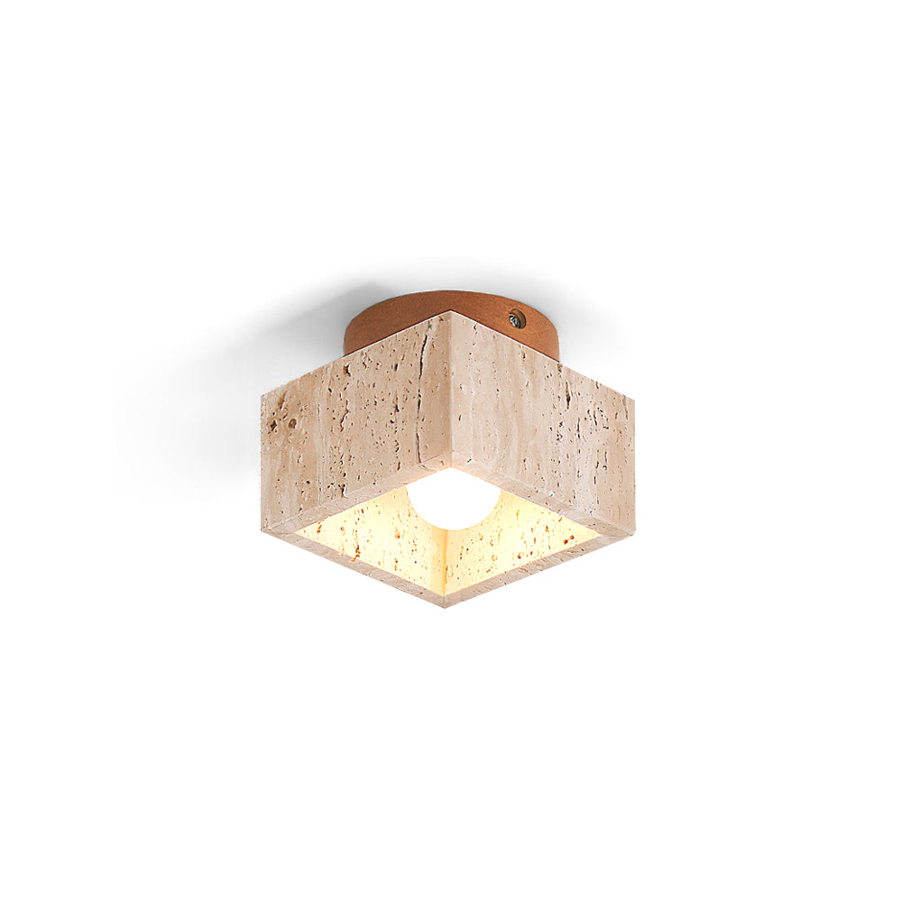 Ritta Sqaure&Round Ceiling Light Black& Yellow Travertine - Neutralighting