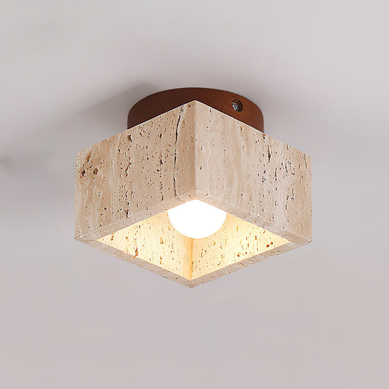 Ritta Sqaure&Round Ceiling Light Black& Yellow Travertine - Neutralighting